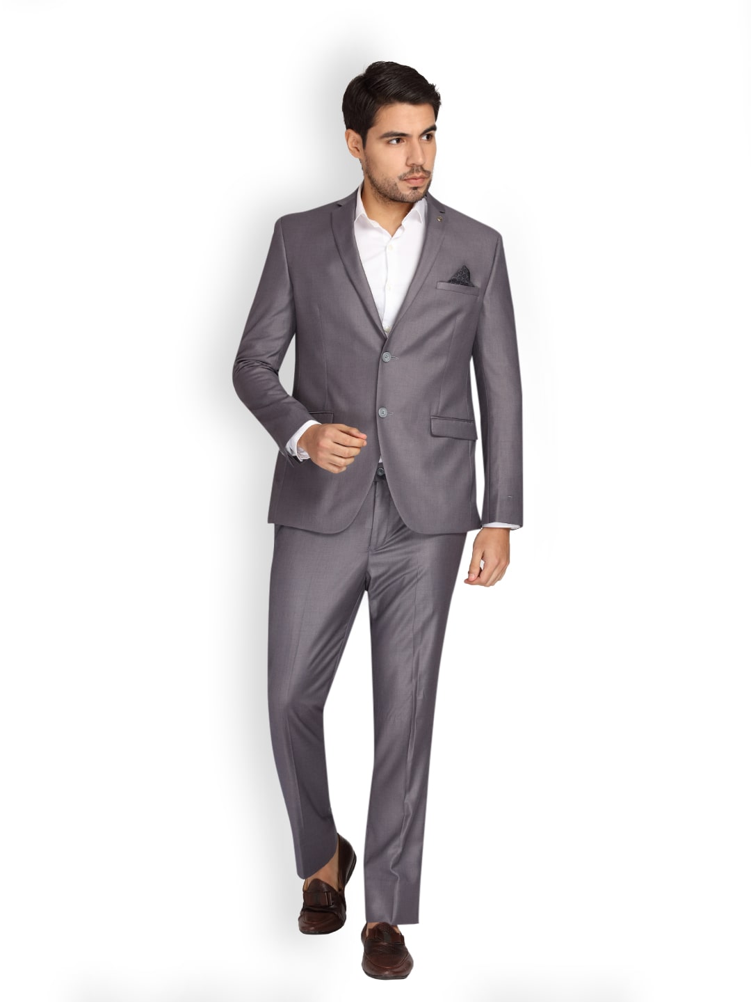 

Theme Men Polyviscose Solid Beige Suit