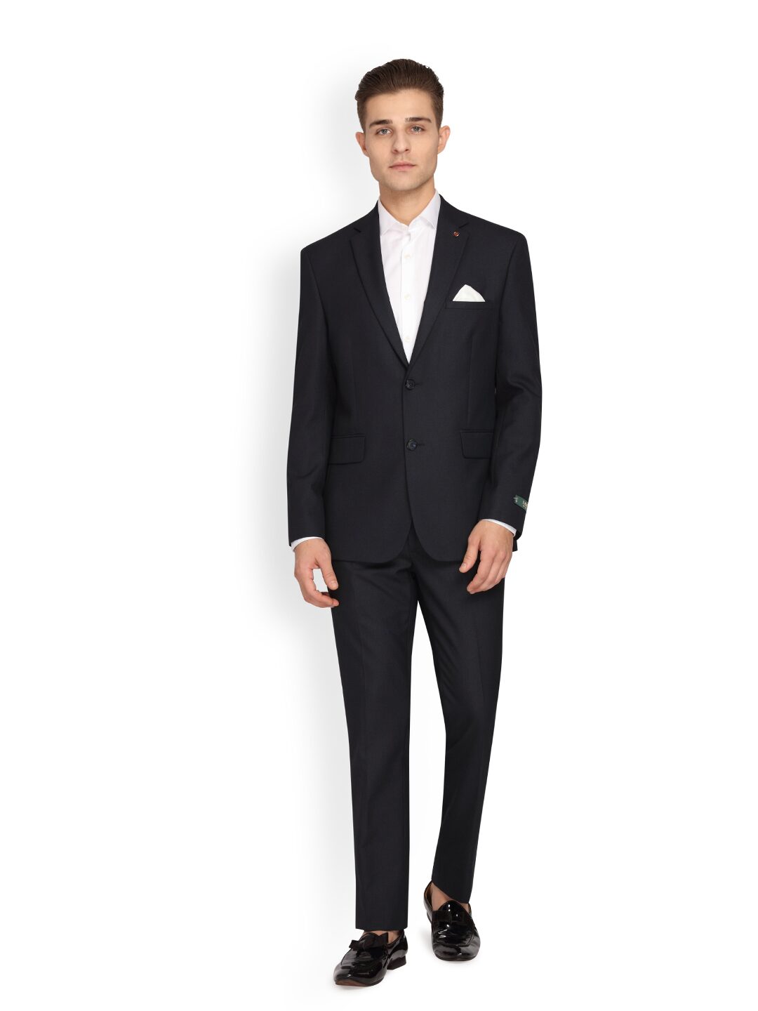 

Theme Men Polyviscose Solid Blue Suit