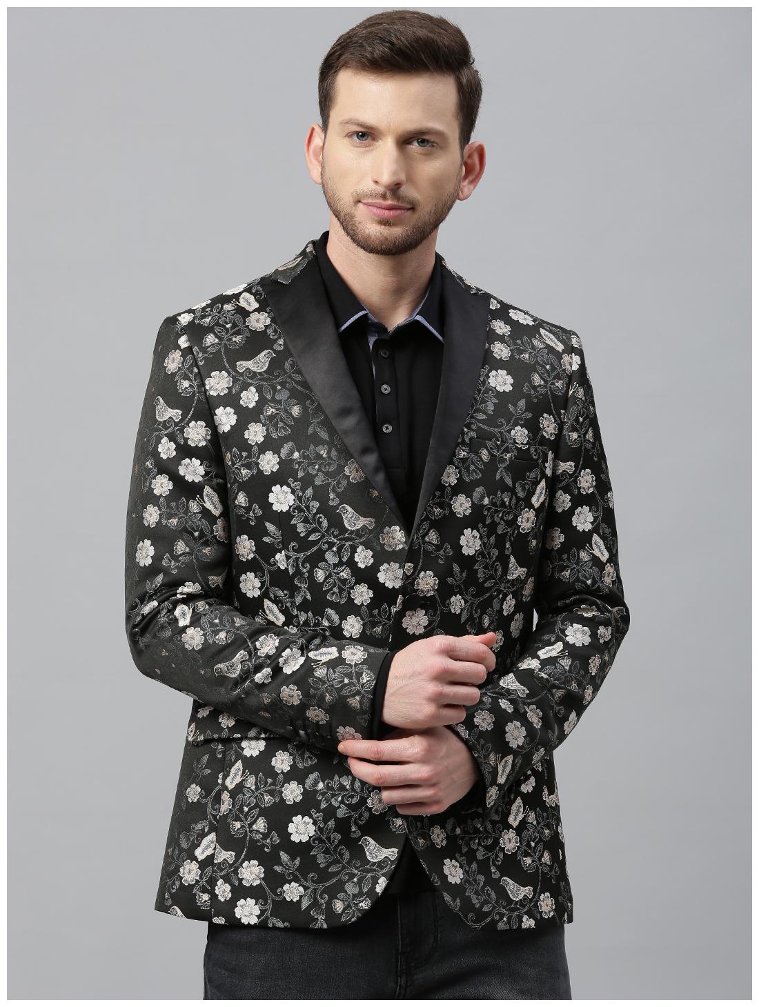 

Theme Men Polyester Slim Fit Single Breasted Blazer (Black)
