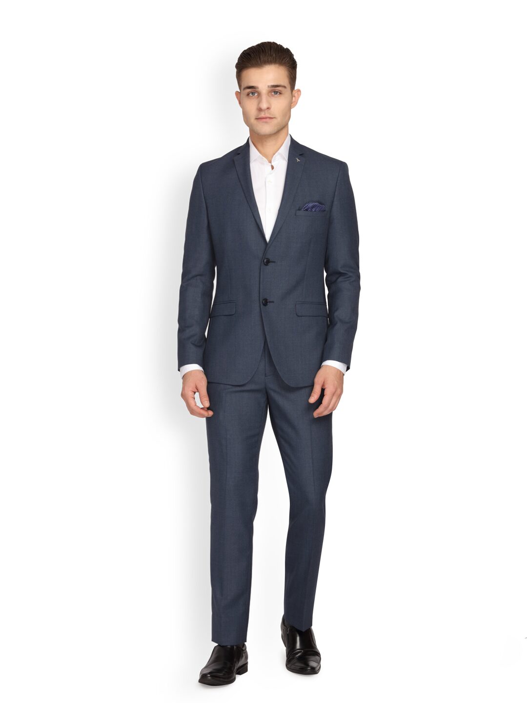 

Theme Men Polyviscose Checked Blue Suit