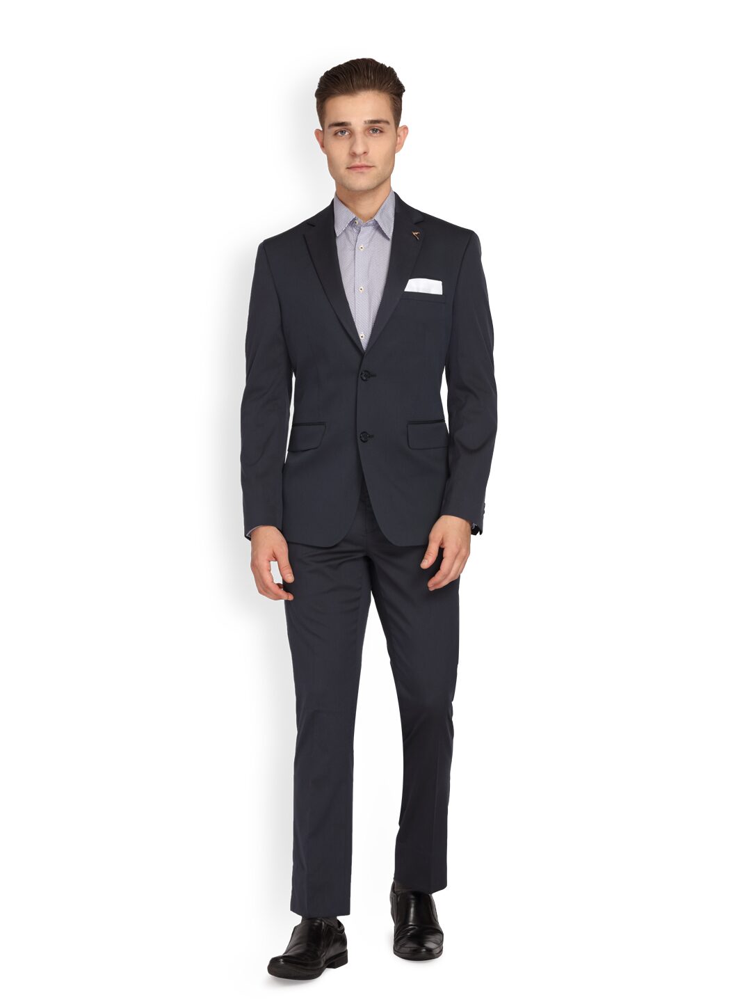 

Theme Men Polyviscose Solid Blue Suit