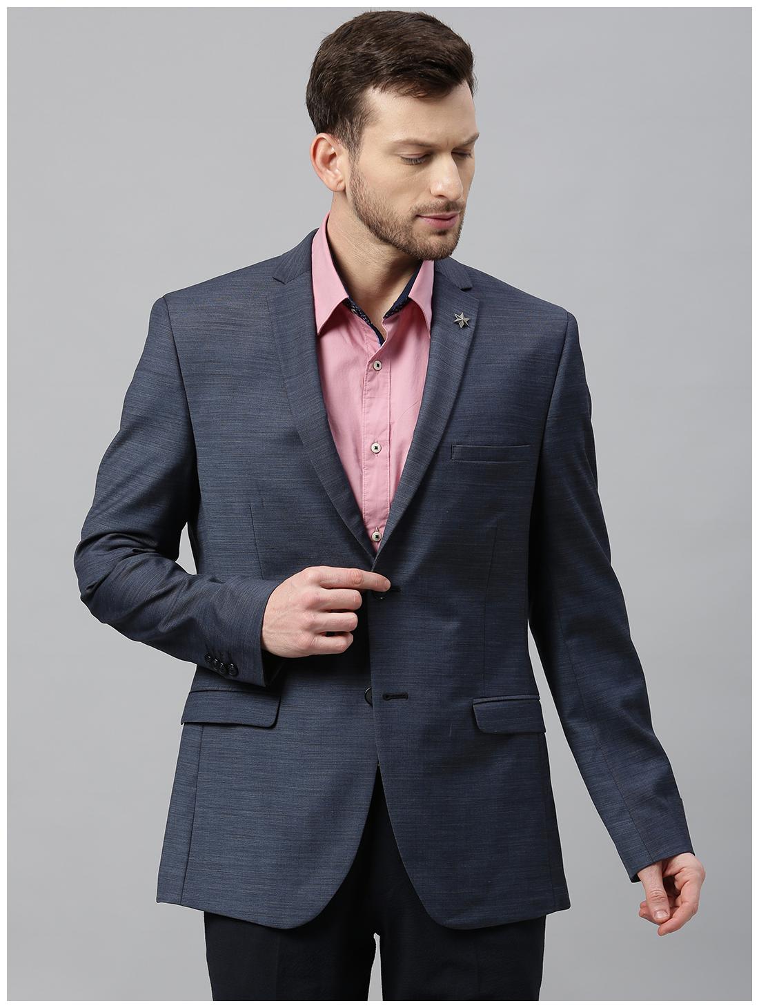 

Theme Men Blue Solid Slim fit Single Breasted Blazer