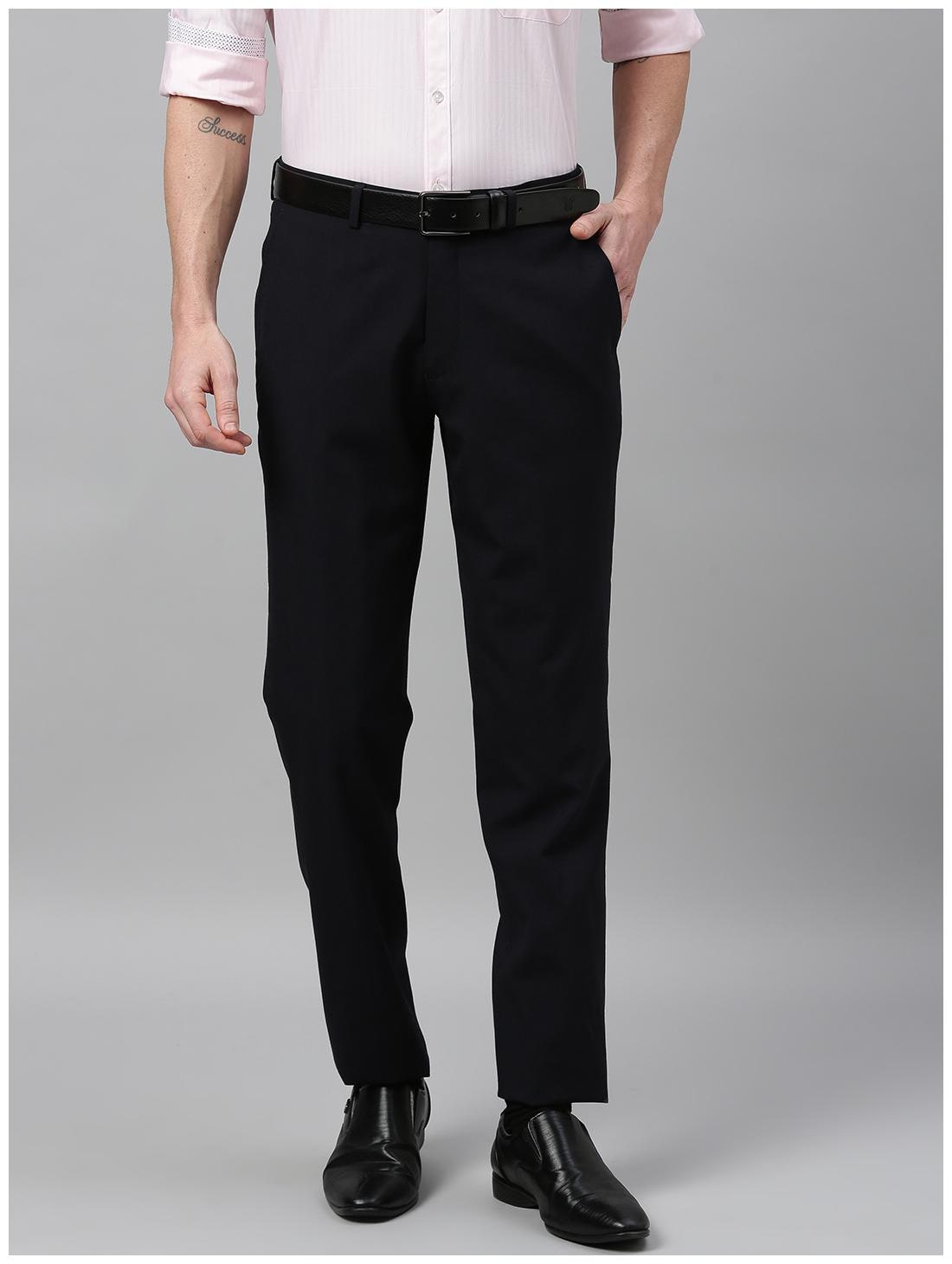 

Theme Men Solid Slim Fit Formal Trouser - Navy Blue