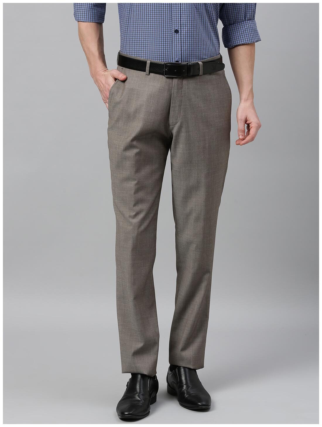 

Theme Men Solid Slim Fit Formal Trouser - Brown