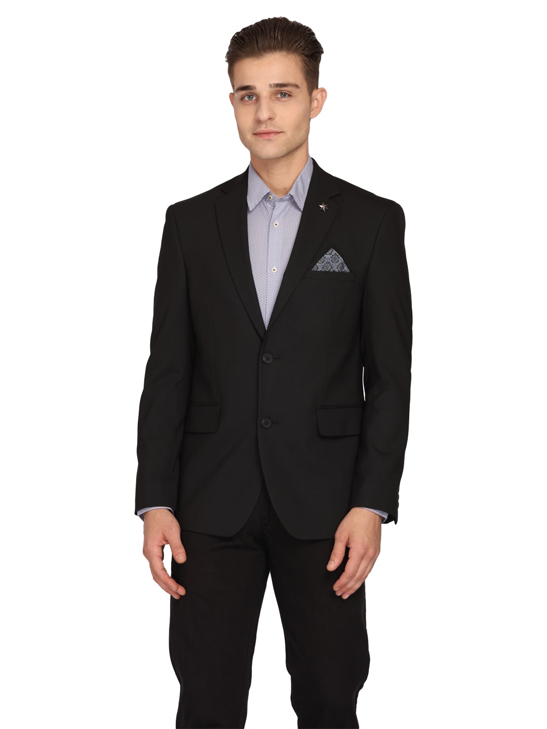 

Theme Men Black Solid Regular fit Single Breasted Blazer