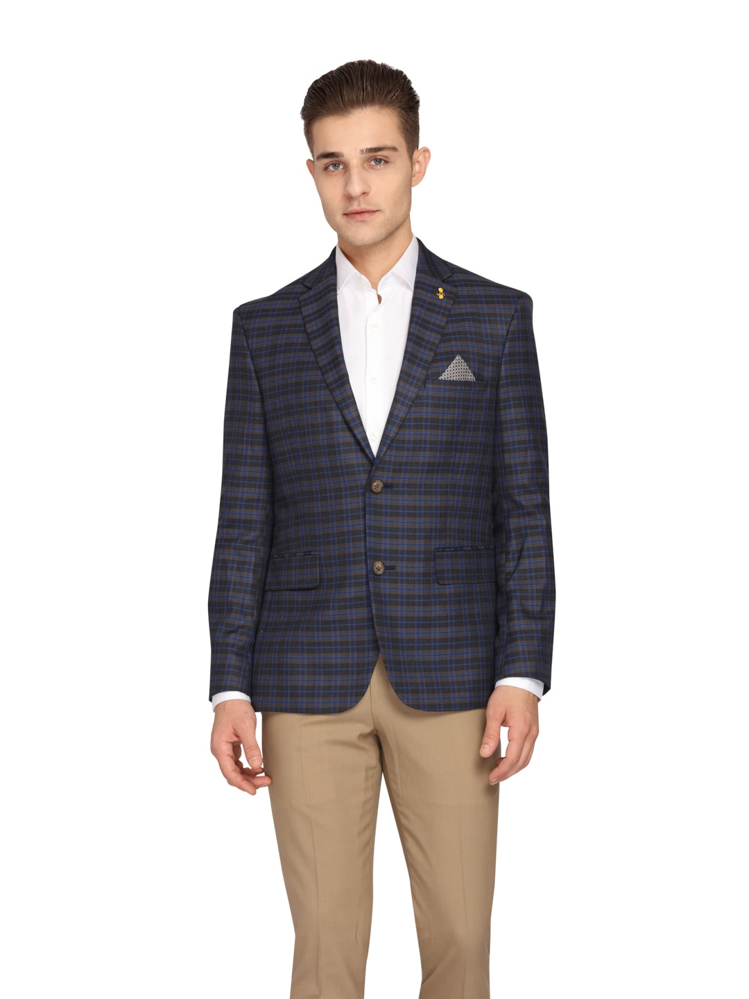 

Theme Men Blue Checked Regular fit Single Breasted Blazer