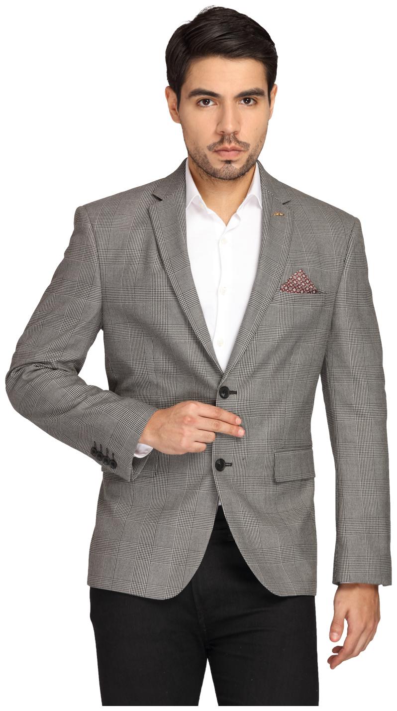

Theme Men Grey Checked Regular fit Single Breasted Blazer