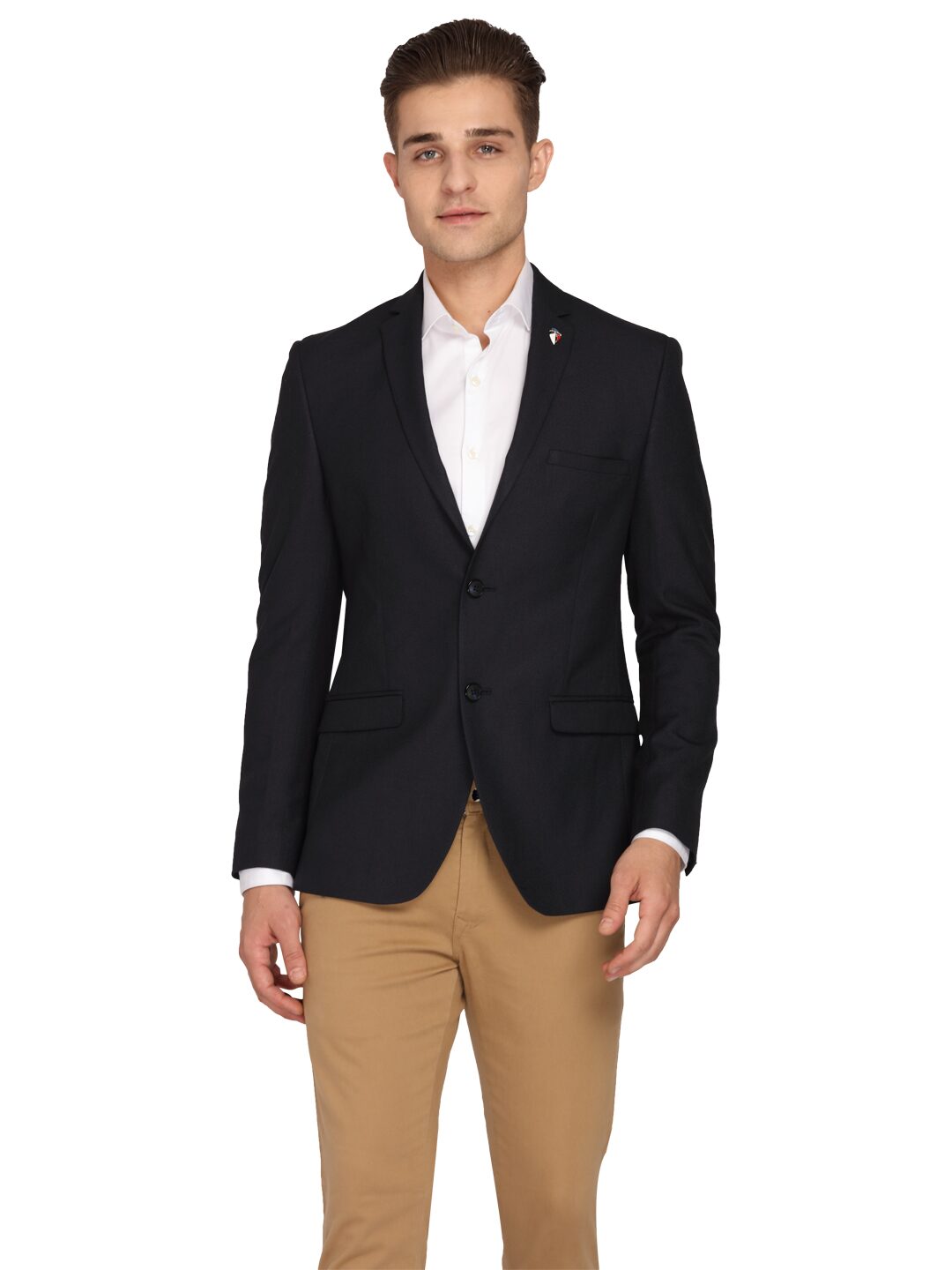 

Theme Men Blue Solid Slim fit Single Breasted Blazer