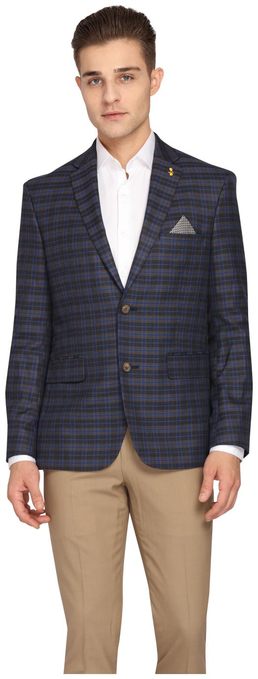 

Theme Men Blue Checked Regular fit Single Breasted Blazer