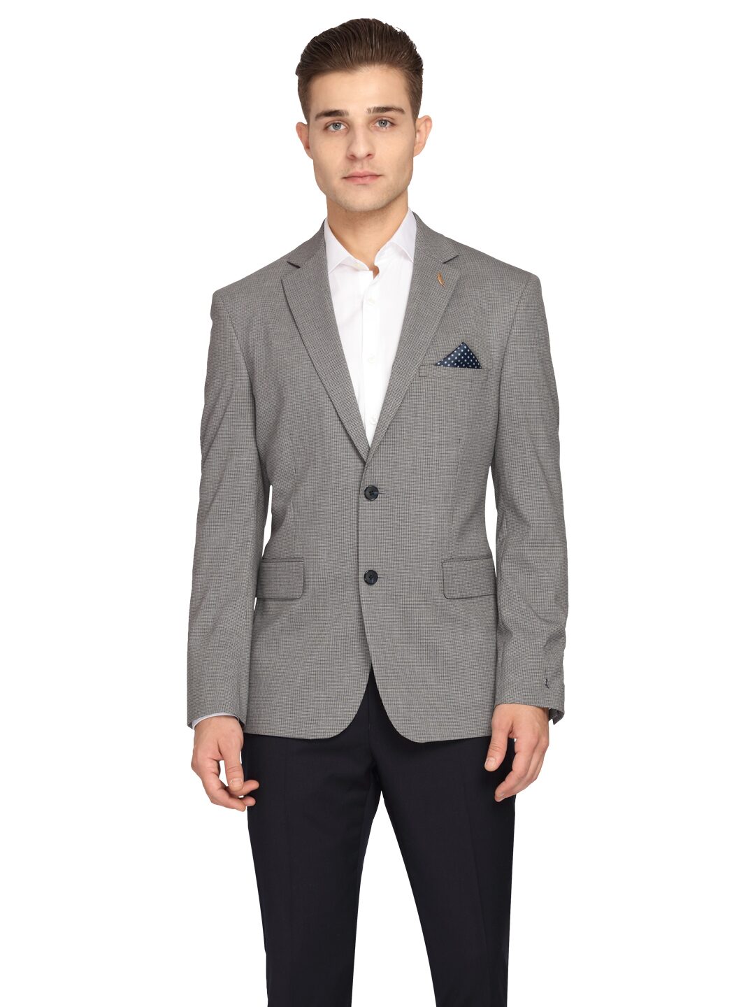 

Theme Men Grey Checked Regular fit Single Breasted Blazer
