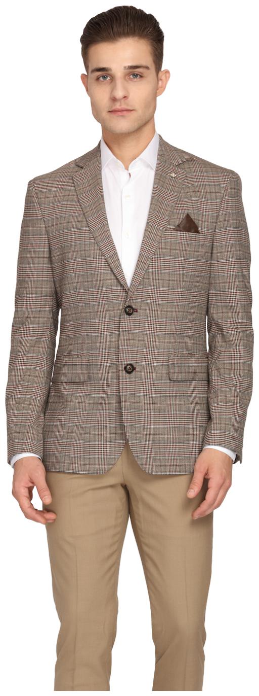 

Theme Men Brown Checked Regular fit Single Breasted Blazer