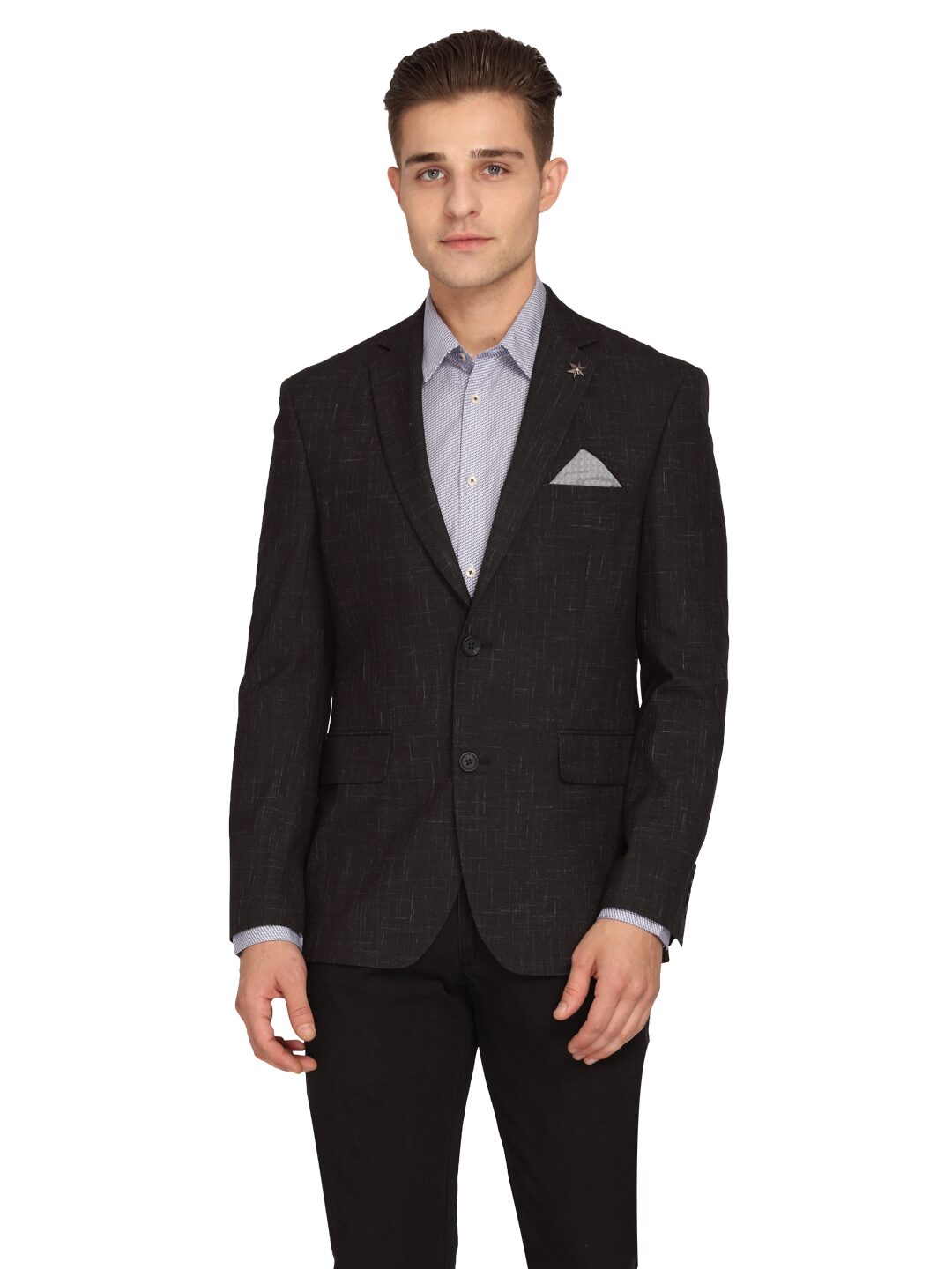 

Theme Men Black Checked Regular fit Single Breasted Blazer