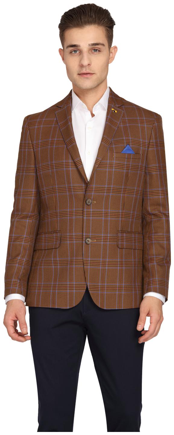 

Theme Men Brown Checked Regular fit Single Breasted Blazer