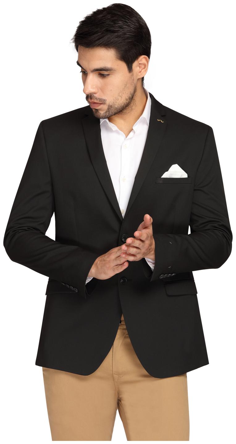 

Theme Men Black Solid Slim fit Single Breasted Blazer