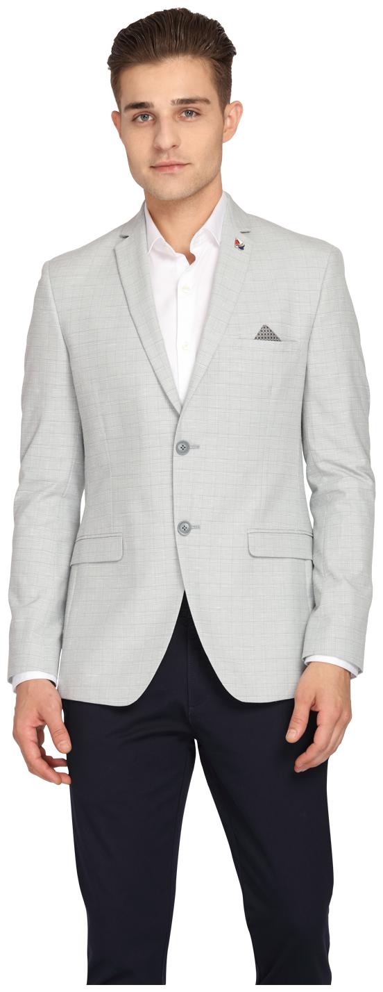 

Theme Men Grey Checked Slim fit Single Breasted Blazer