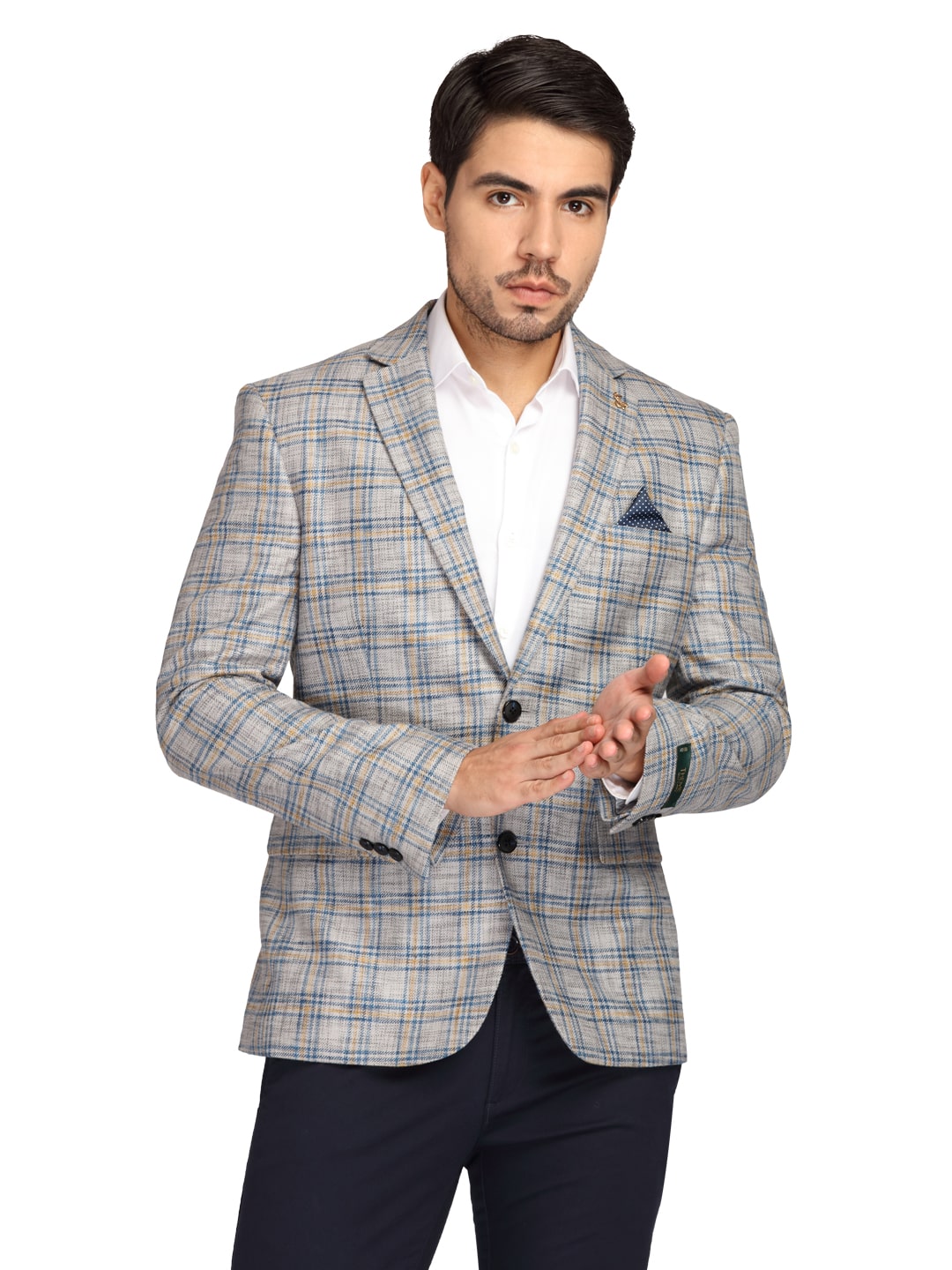 

Theme Men Grey Checked Regular fit Single Breasted Blazer