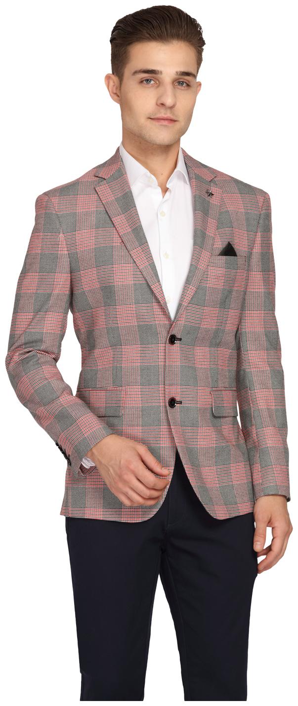 

Theme Men Pink Grey Checked Regular fit Single Breasted Blazer