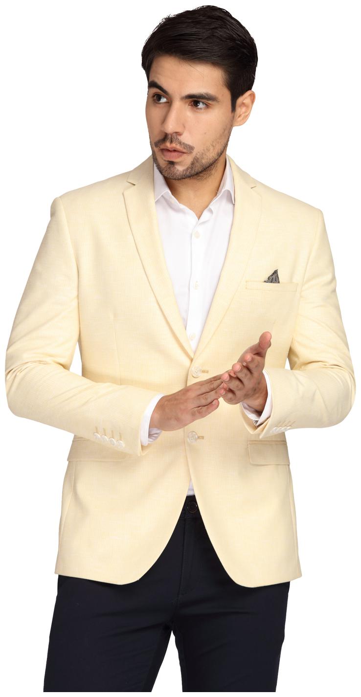 

Theme Men Cream Solid Slim fit Single Breasted Blazer