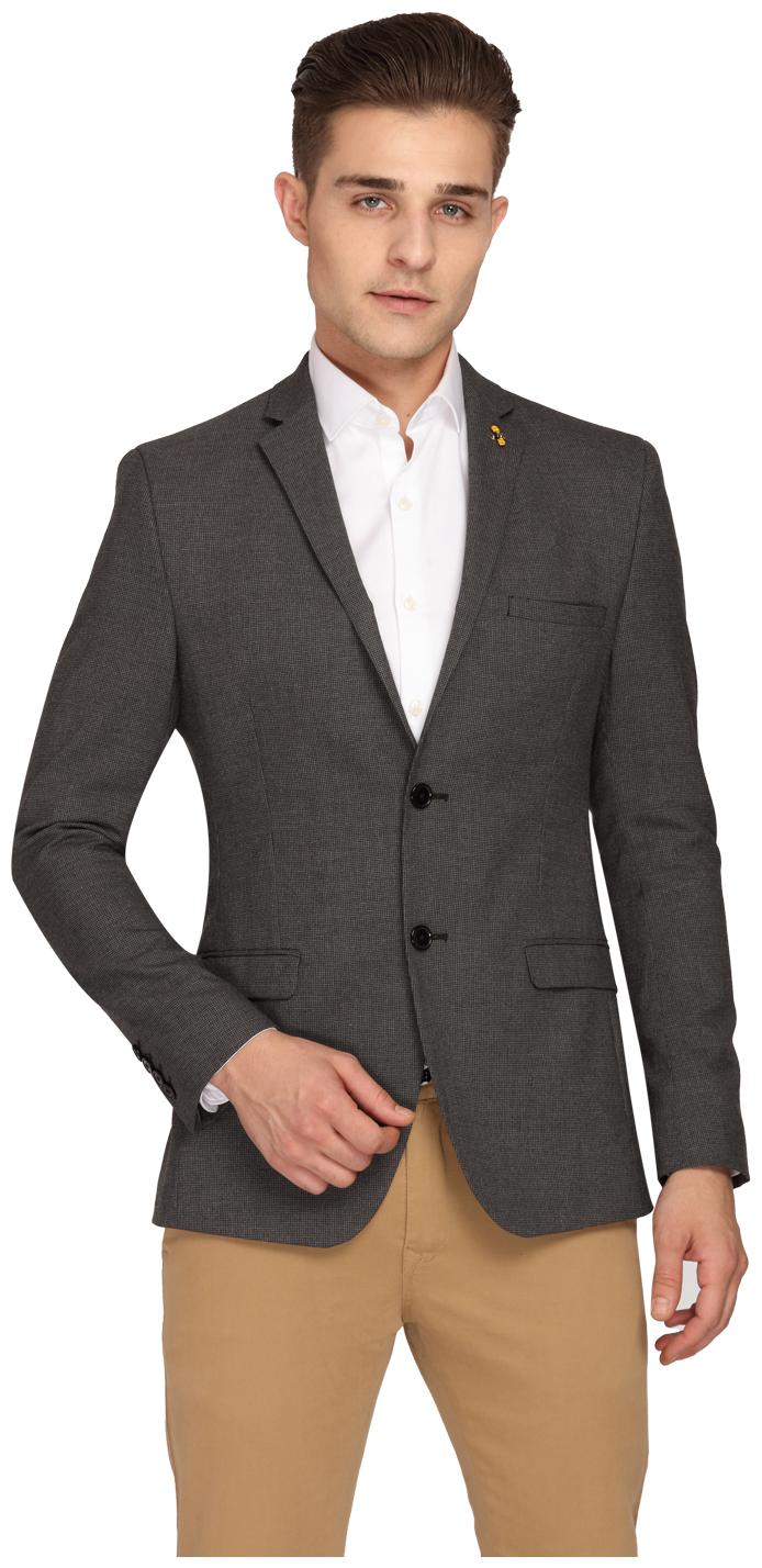 

Theme Men Grey Solid Slim fit Single Breasted Blazer