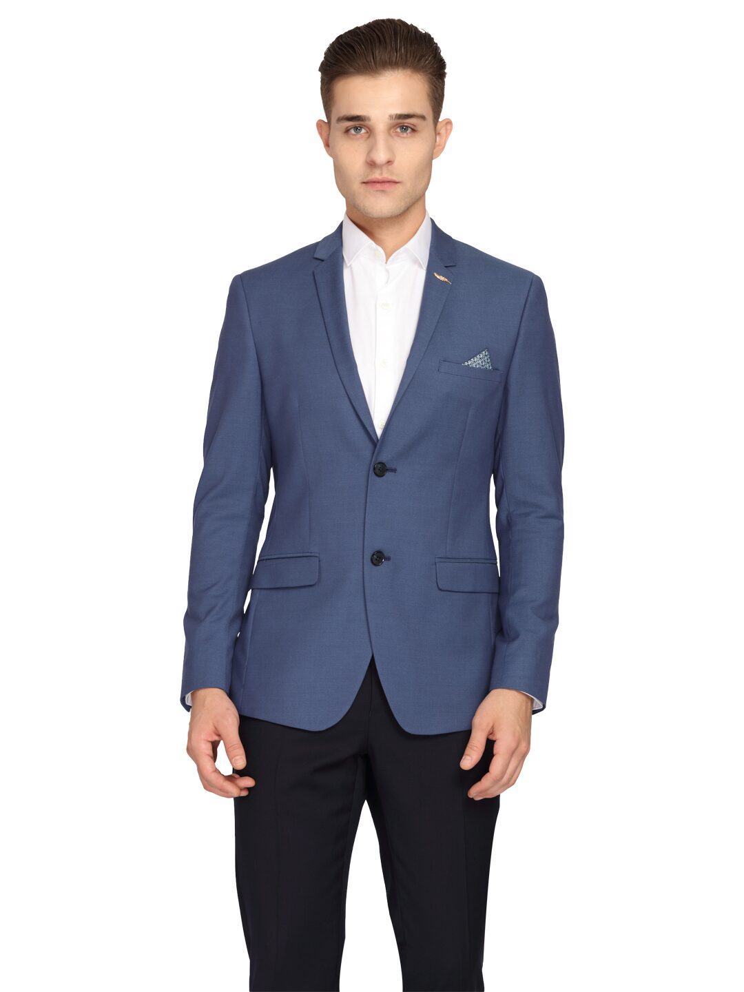 

Theme Men Blue Solid Slim fit Single Breasted Blazer