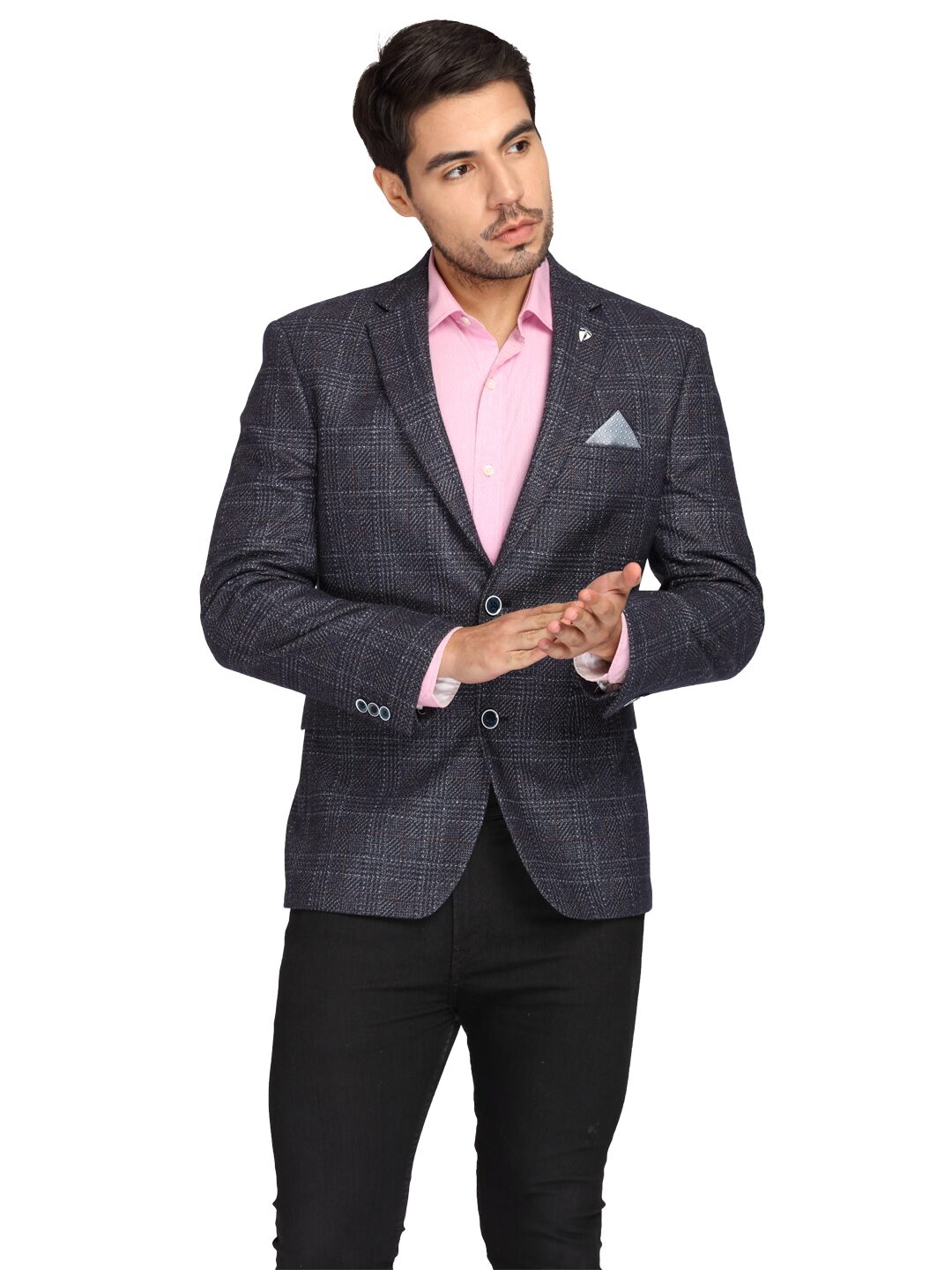 

Theme Men Blue Checked Regular fit Single Breasted Blazer