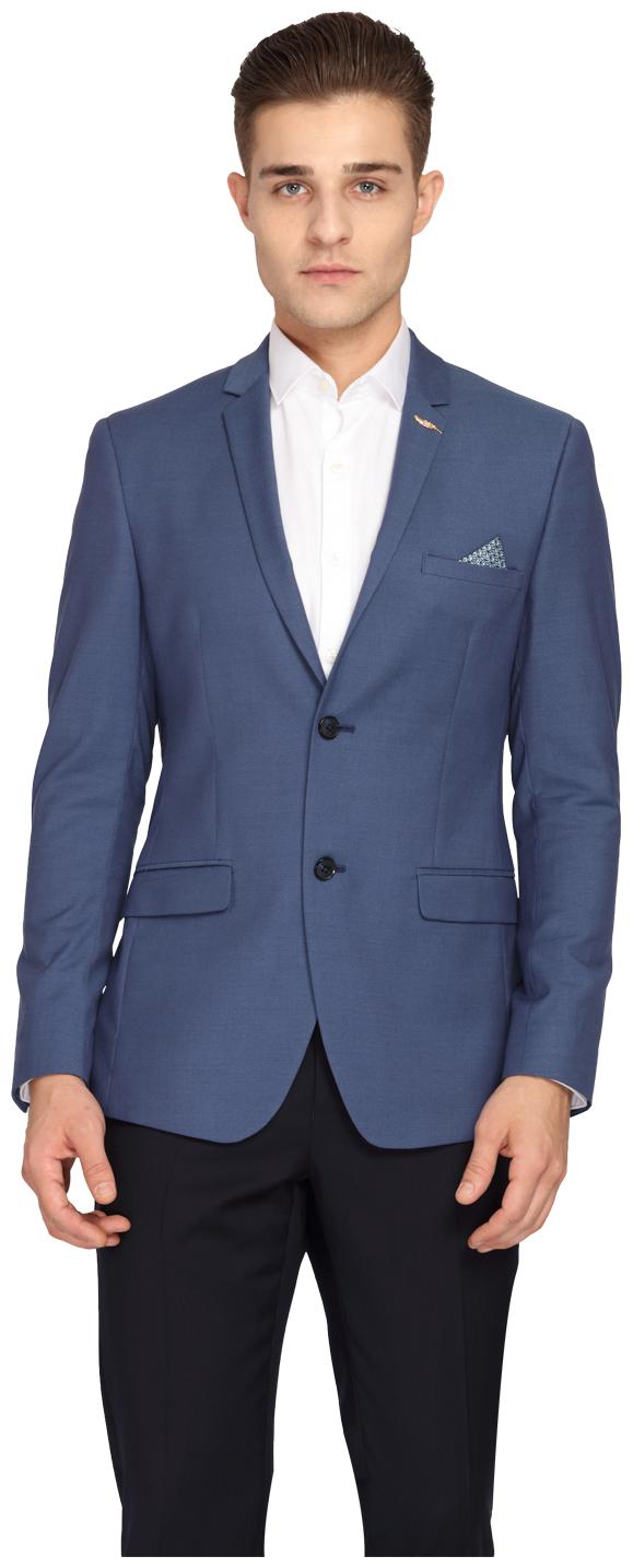 

Theme Men Blue Solid Slim fit Single Breasted Blazer