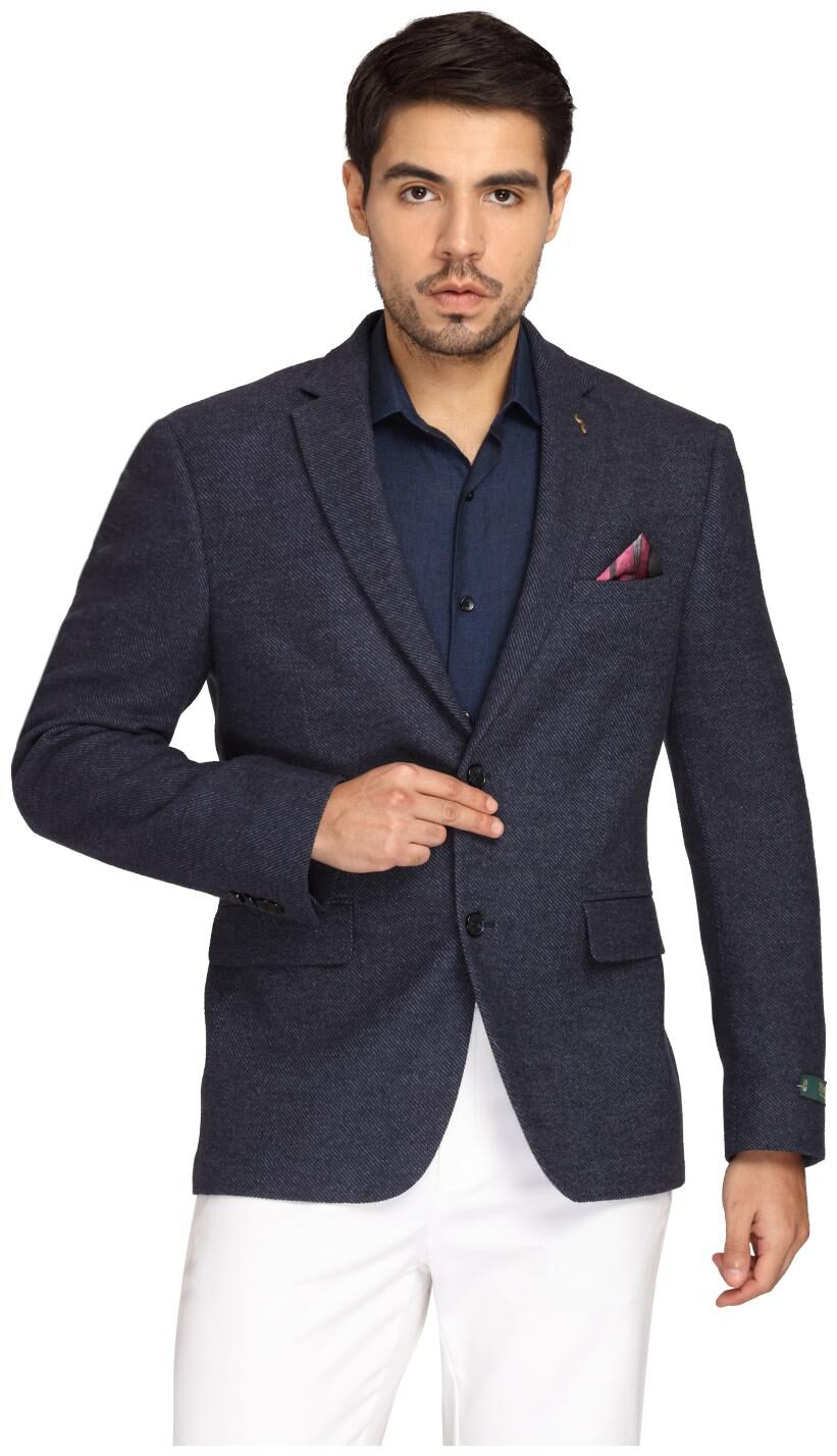 

Theme Men Navy blue Solid Regular fit Single Breasted Blazer