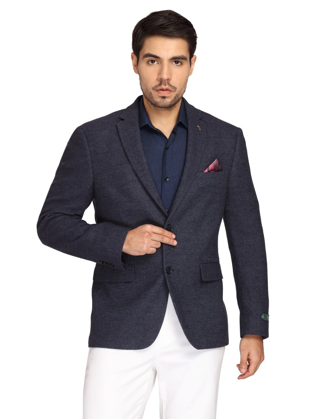 

Theme Men Navy blue Solid Regular fit Single Breasted Blazer