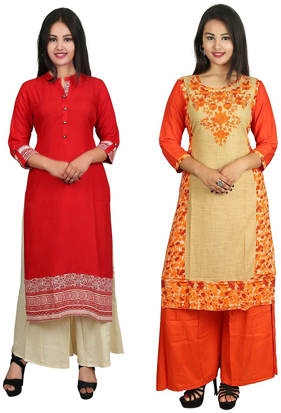 

V Brown Women Multi Embroidered Straight Kurta