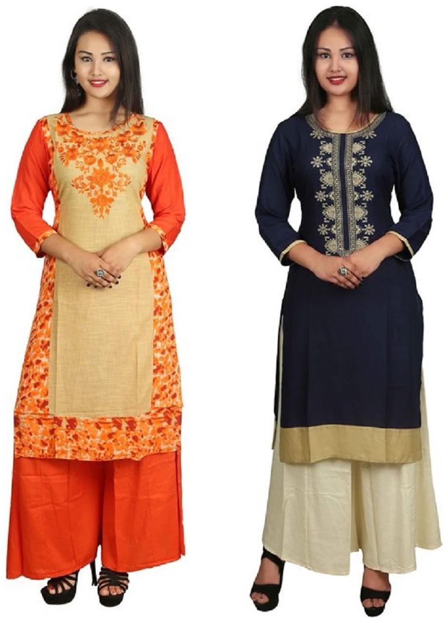 

V Brown Women Multi Embroidered Straight Kurta