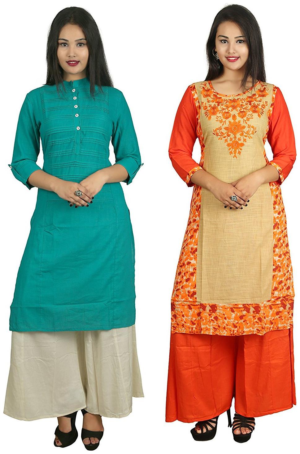 

V Brown Women Multi Embroidered Straight Kurta