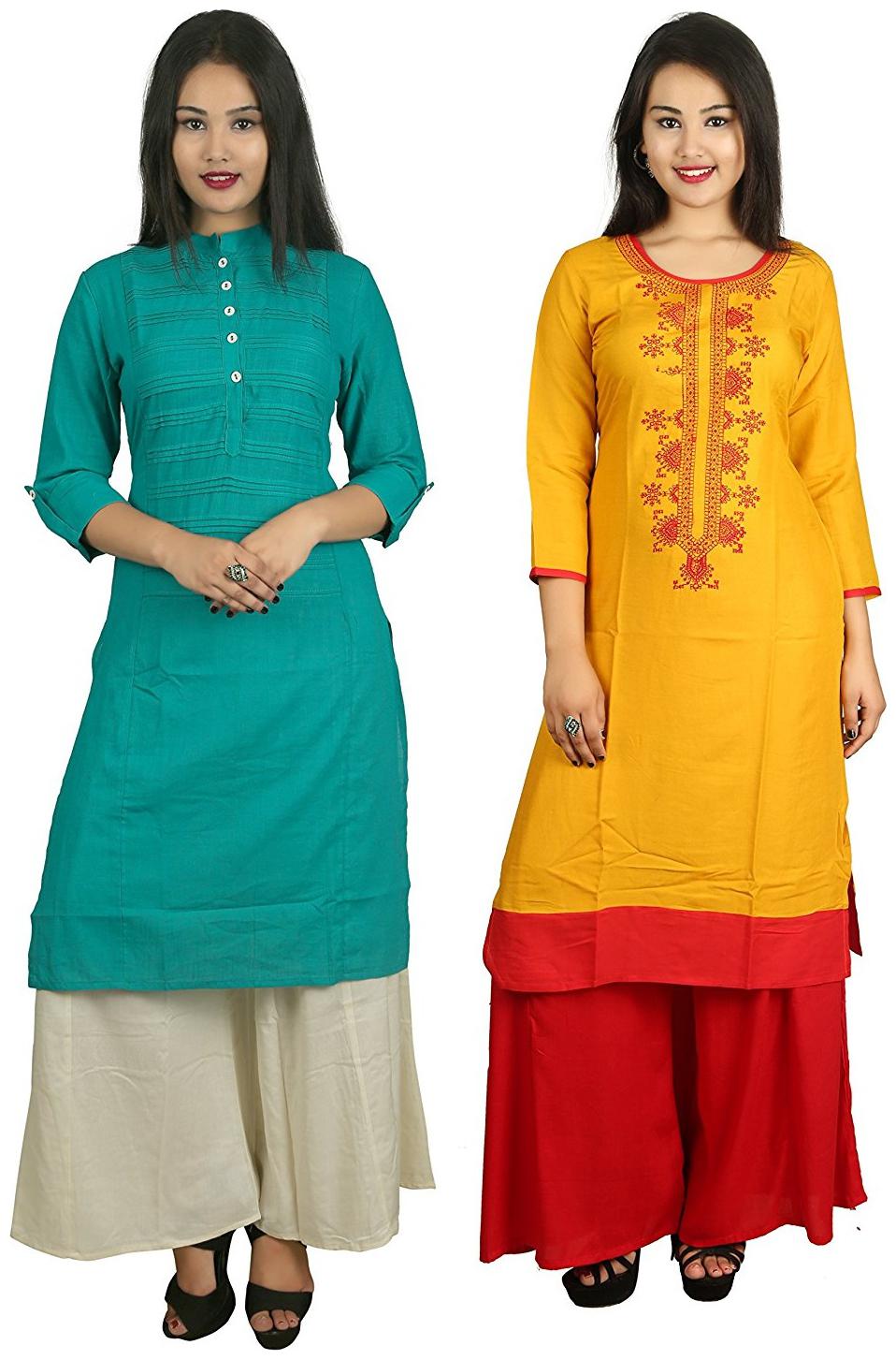 

V Brown Women Multi Embroidered Straight Kurta