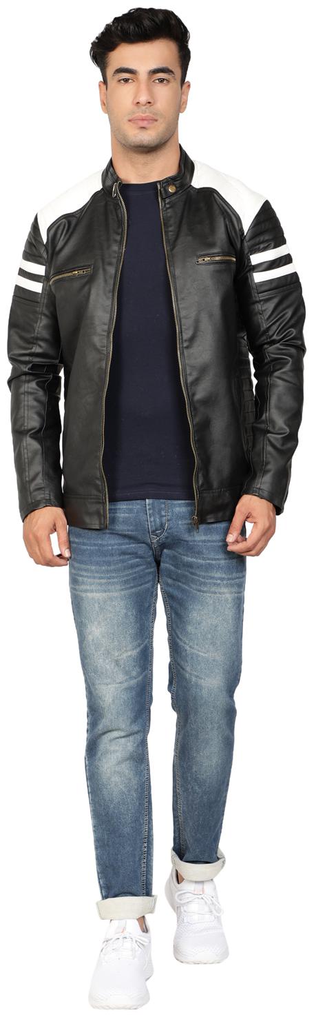 

Thrill Fashion Men Black Solid Leather jacket