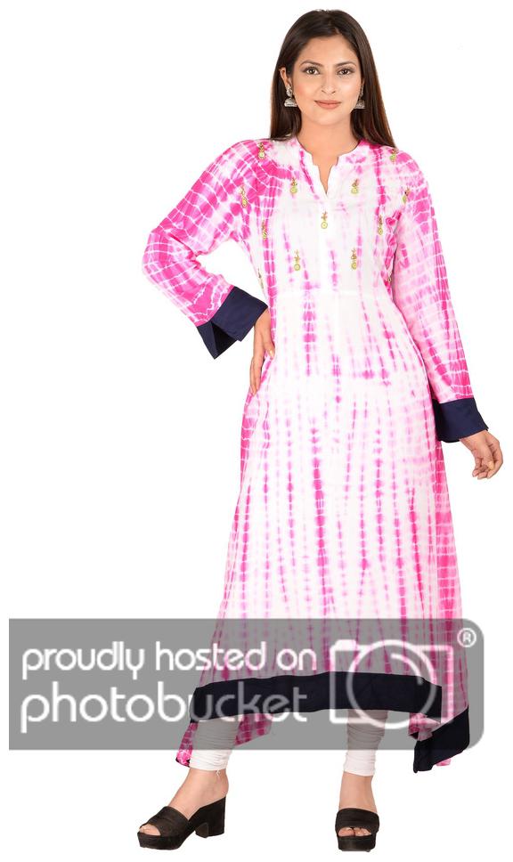 

Fab Attire Women Pink Printed Straight Kurti
