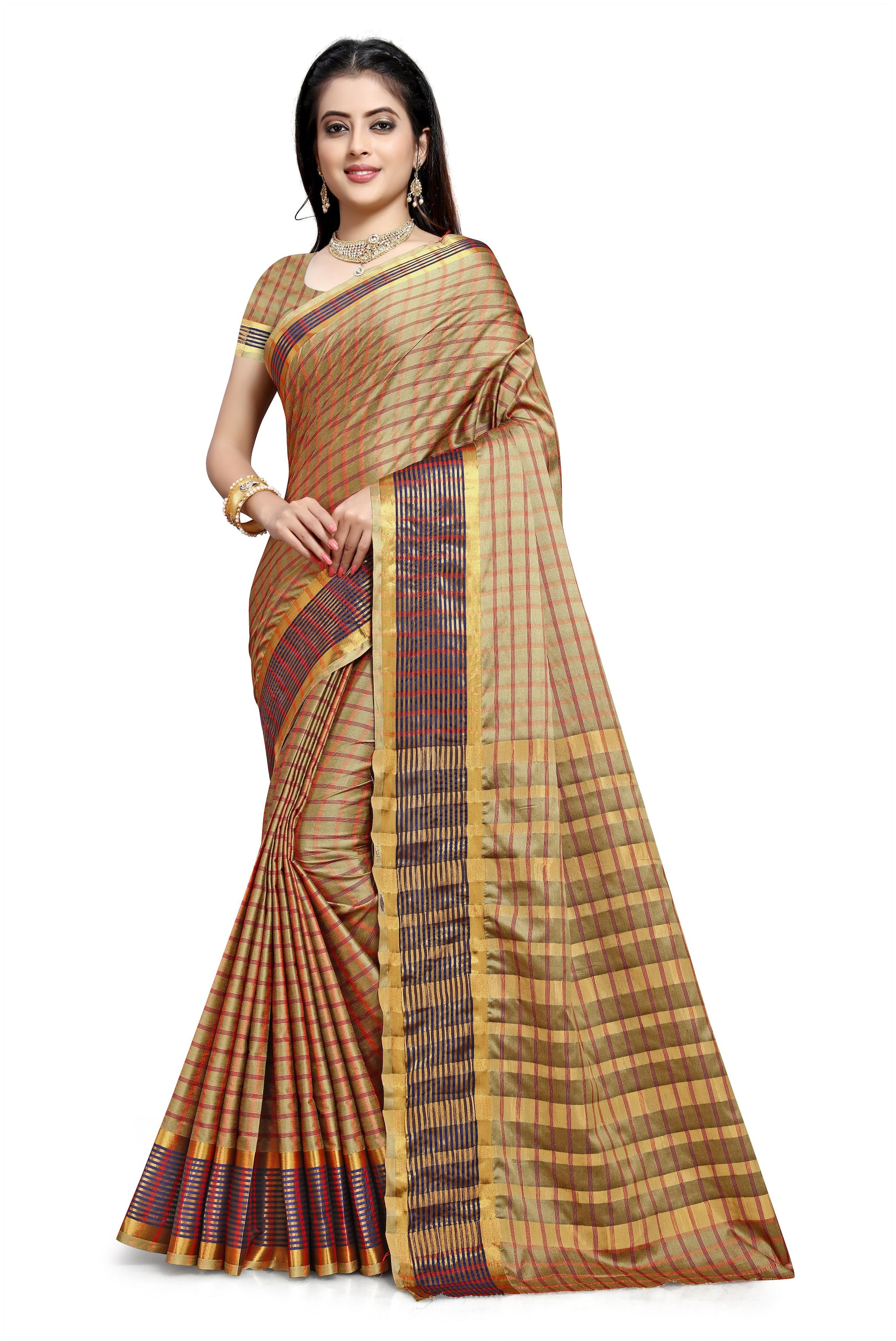 

Tina Fashion Self Design Cotton Silk Saree with blouse