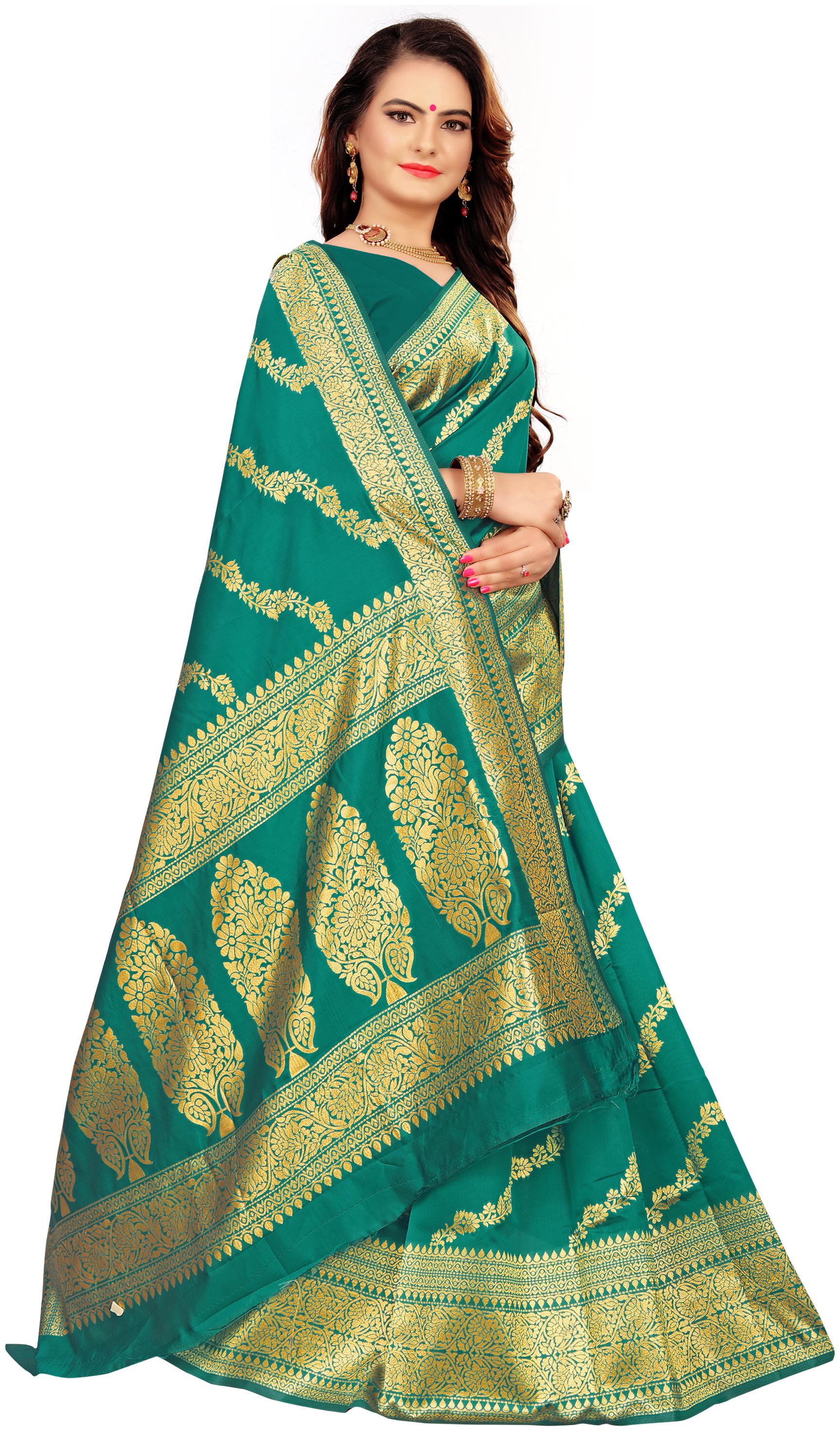 

Tina Fashion Self Design Kanjivaram Poly Silk Saree with Blouse