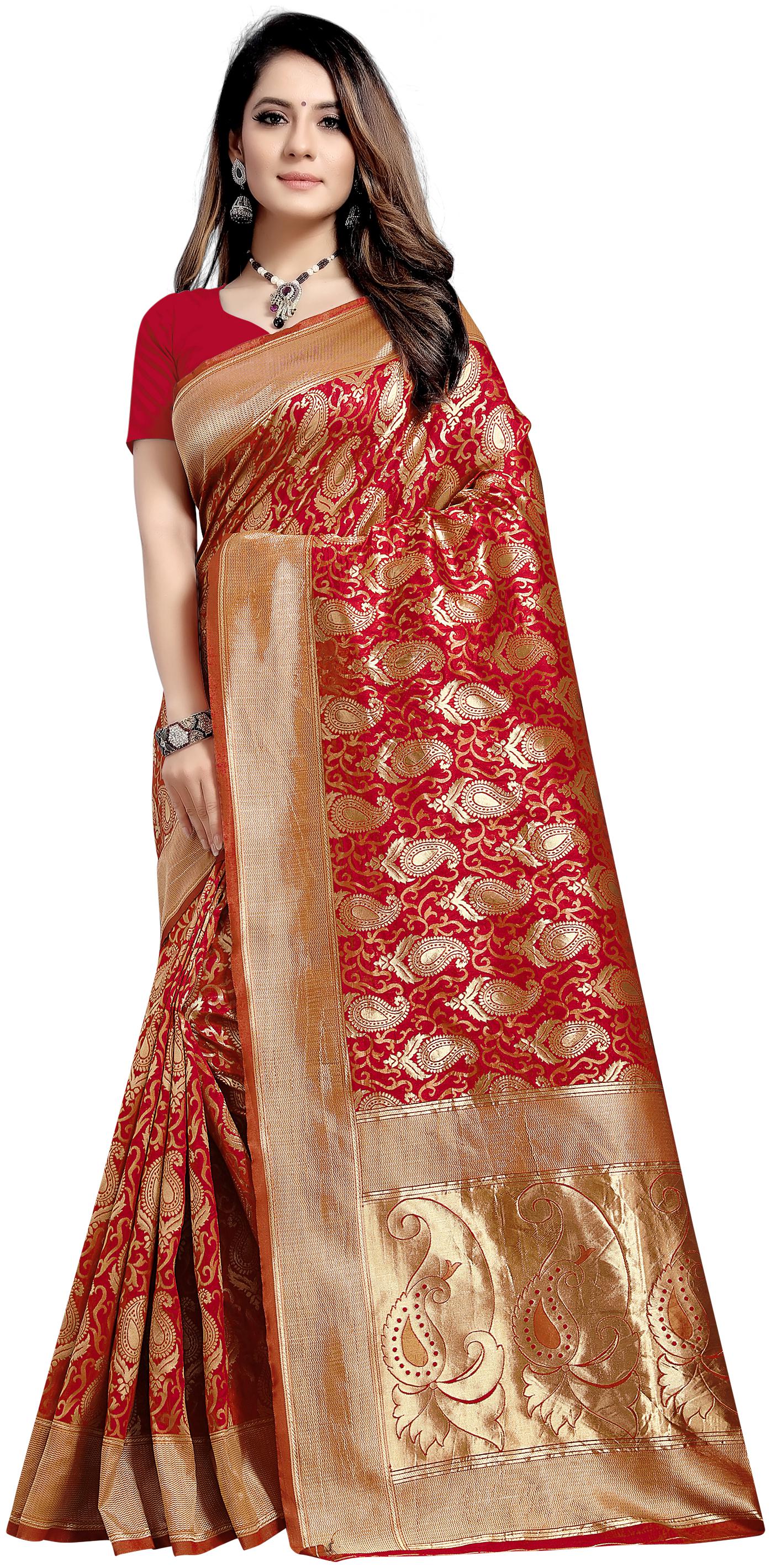 

Tina Fashion Women Silk Designer Saree -Red