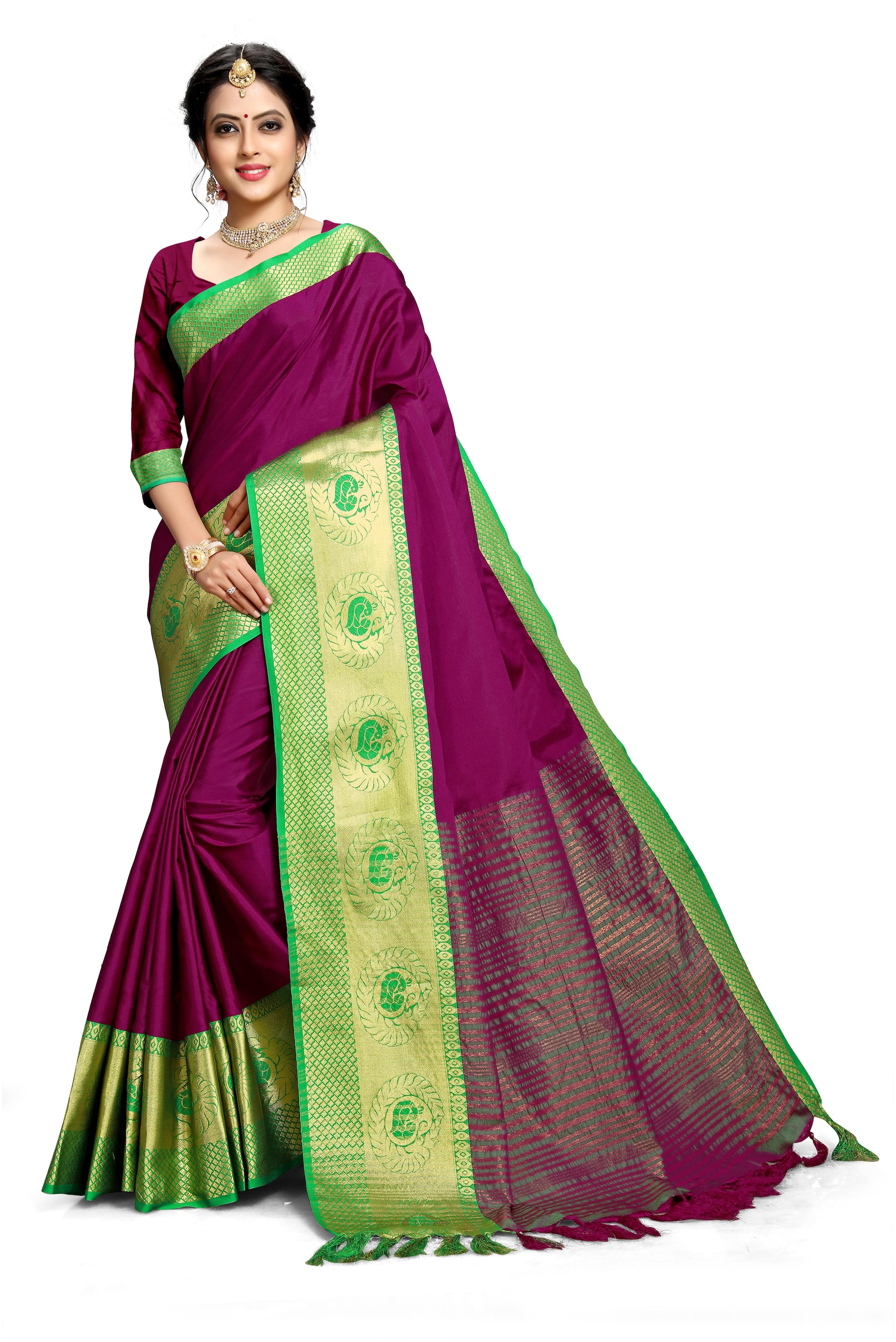 

Tina Fashion Woven Banarasi cottan Silk saree