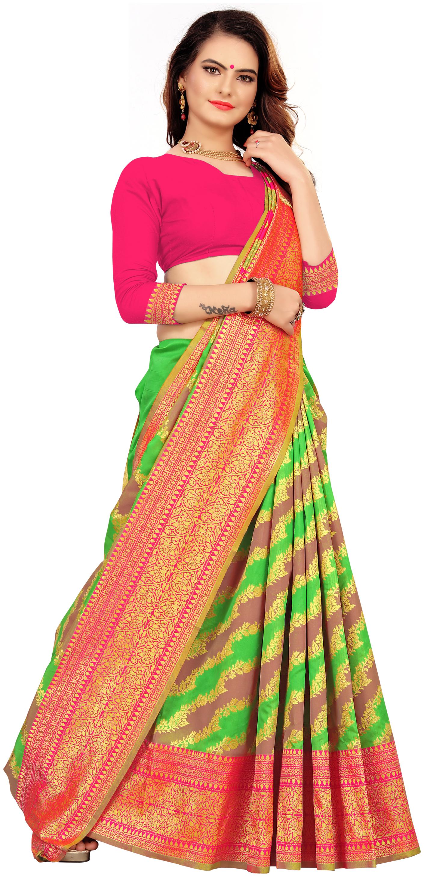 

Tina Fashion Self Design Kanjivaram Poly Silk Saree with Blouse