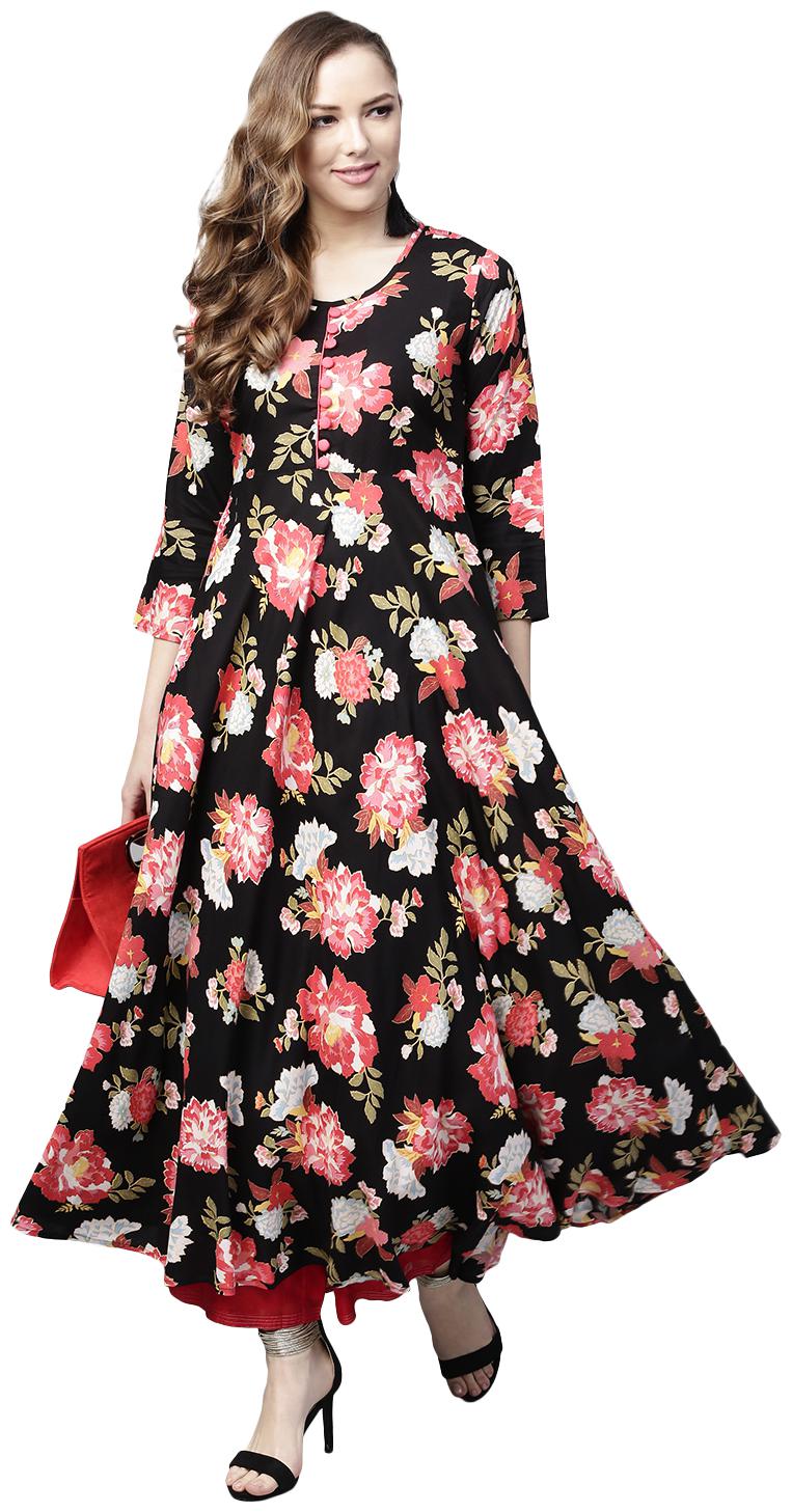 

Tissu Women Multi Floral Fit and Flare Kurta