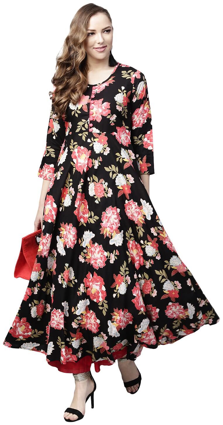 

Tissu Women Multi Floral Fit and Flare Kurta