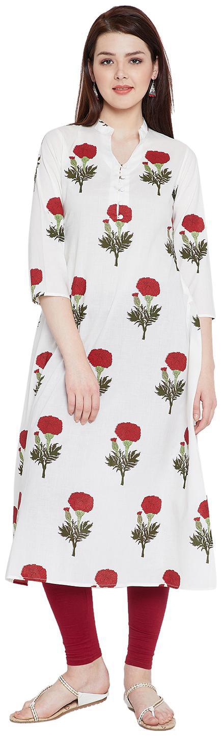 

Tissu Women s Rayon Floral Printed A-Line Kurta