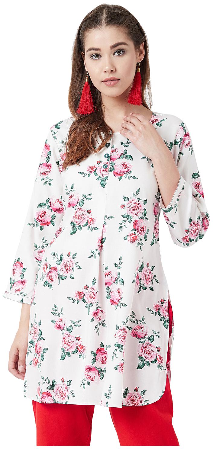 

Tissu Women White Floral Straight Kurti
