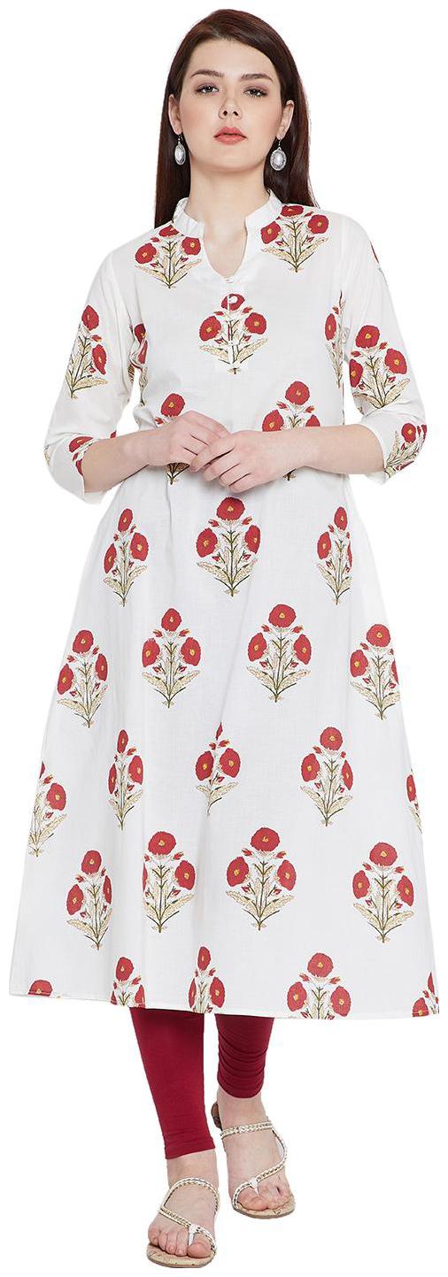 

Tissu Women s Rayon Floral Printed A-Line Kurta