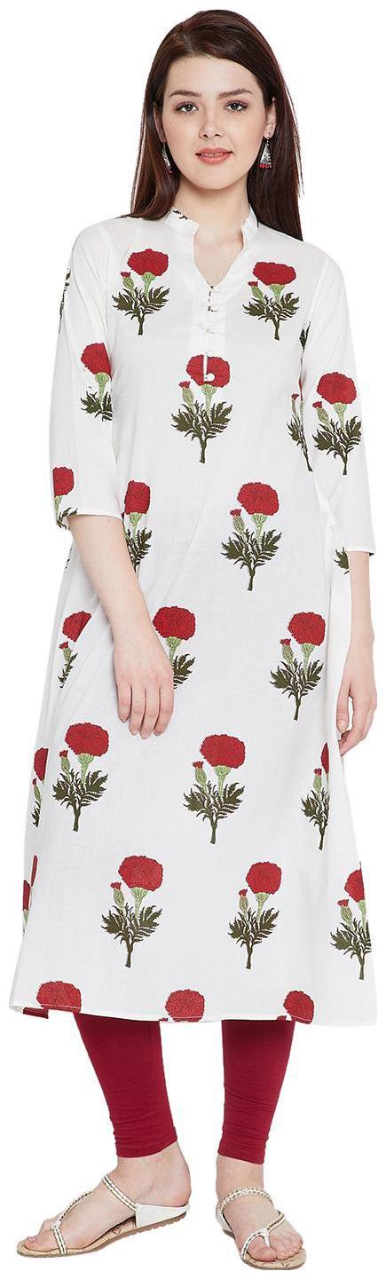 

Tissu Women s Rayon Floral Printed A-Line Kurta