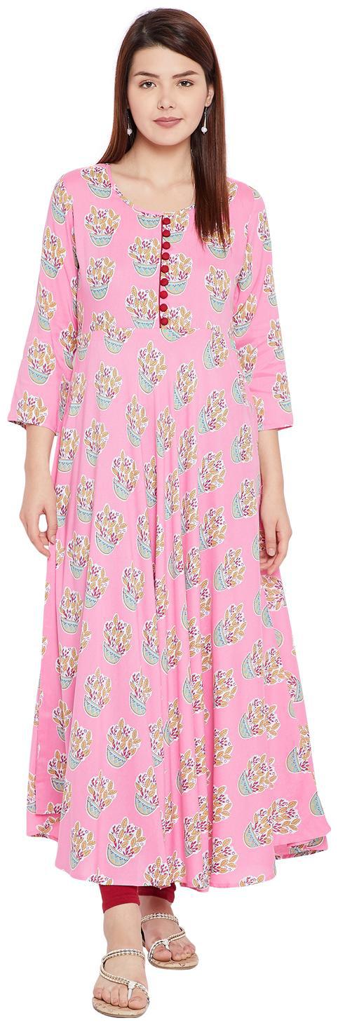 

Tissu Women Pink Ethnic Motifs Assymetrical Kurta