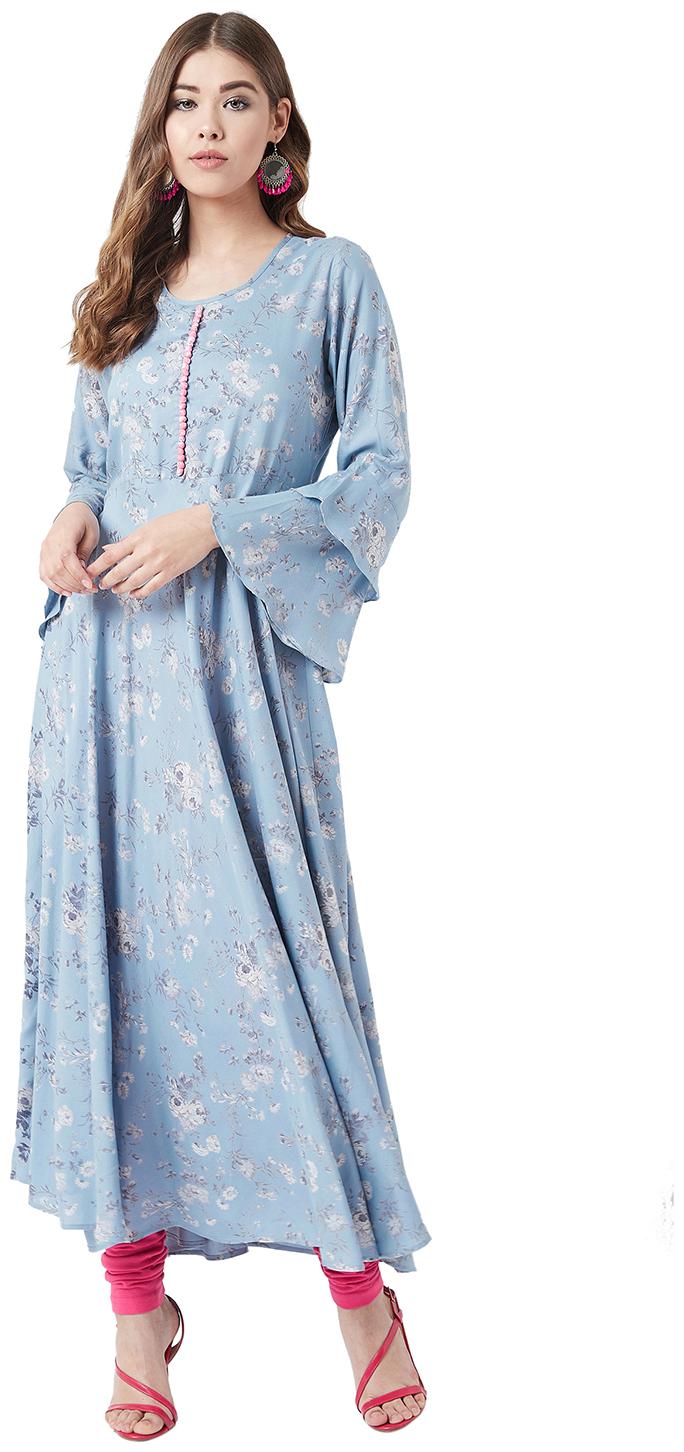 

Tissu Women Viscose Rayon Floral Blue Kurta