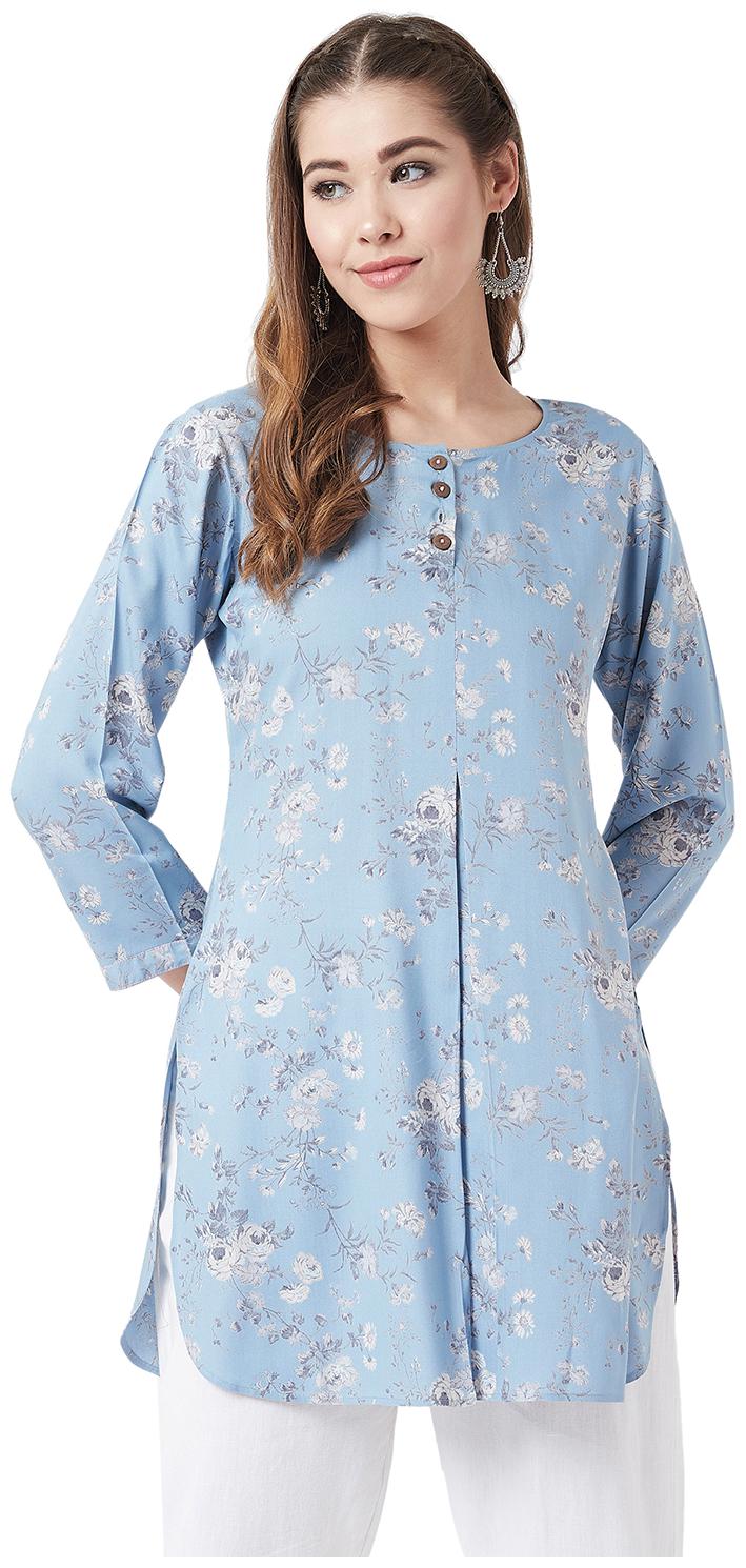 

Tissu Women Blue Floral Straight Kurti