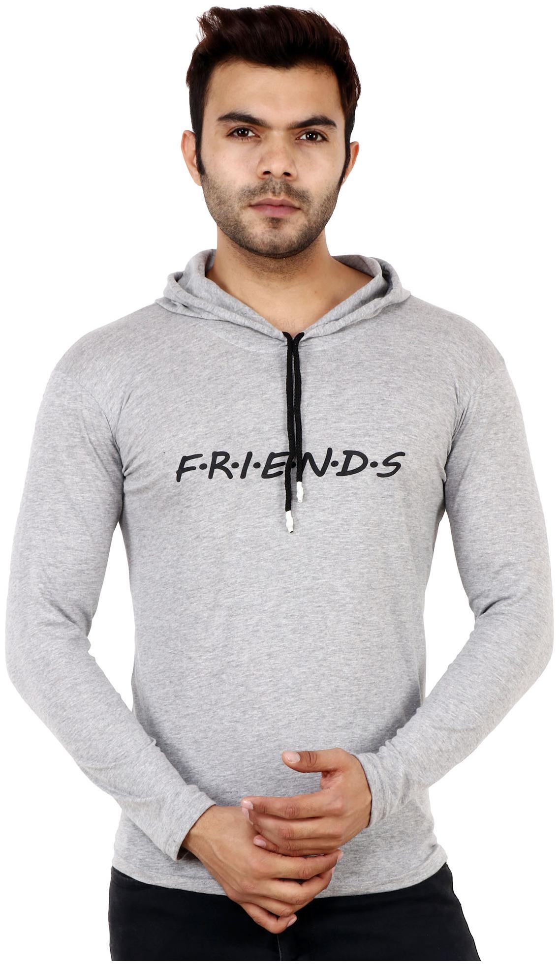 

TJAR Men Grey Regular fit Cotton Blend Hood T-Shirt - Pack Of 1
