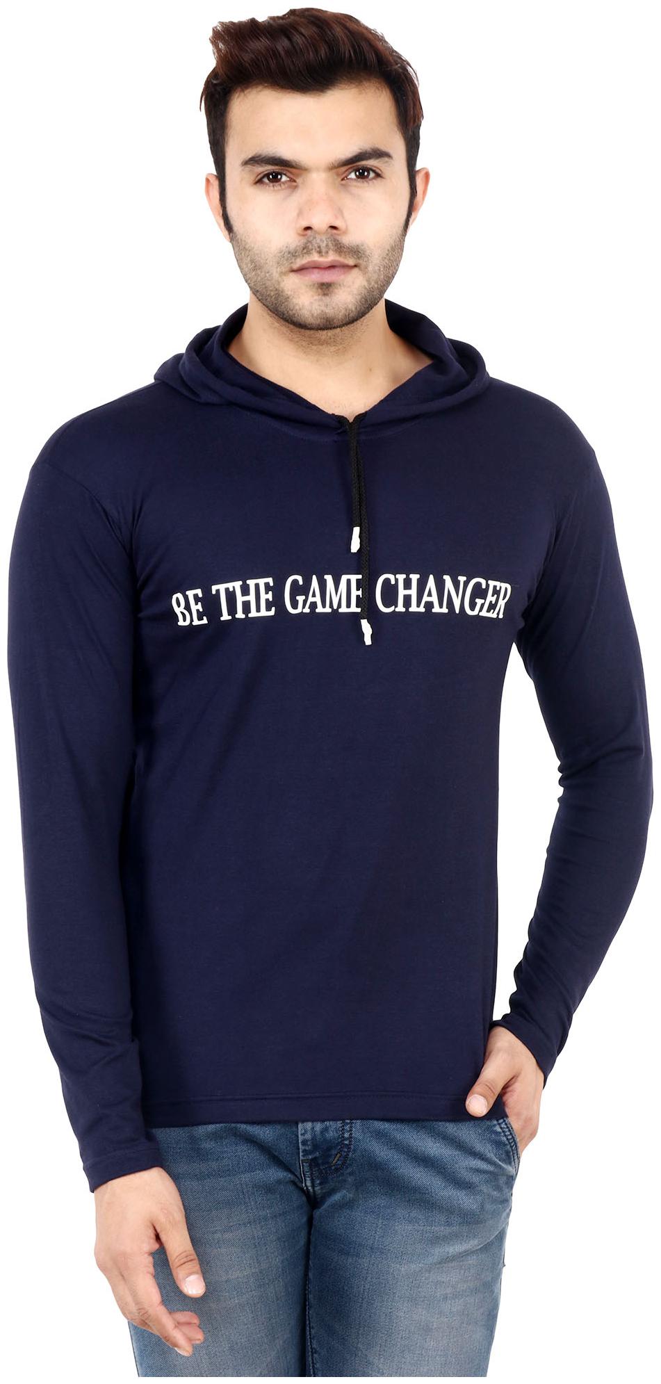 

TJAR Men Navy blue Regular fit Cotton Blend Hood T-Shirt - Pack Of 1